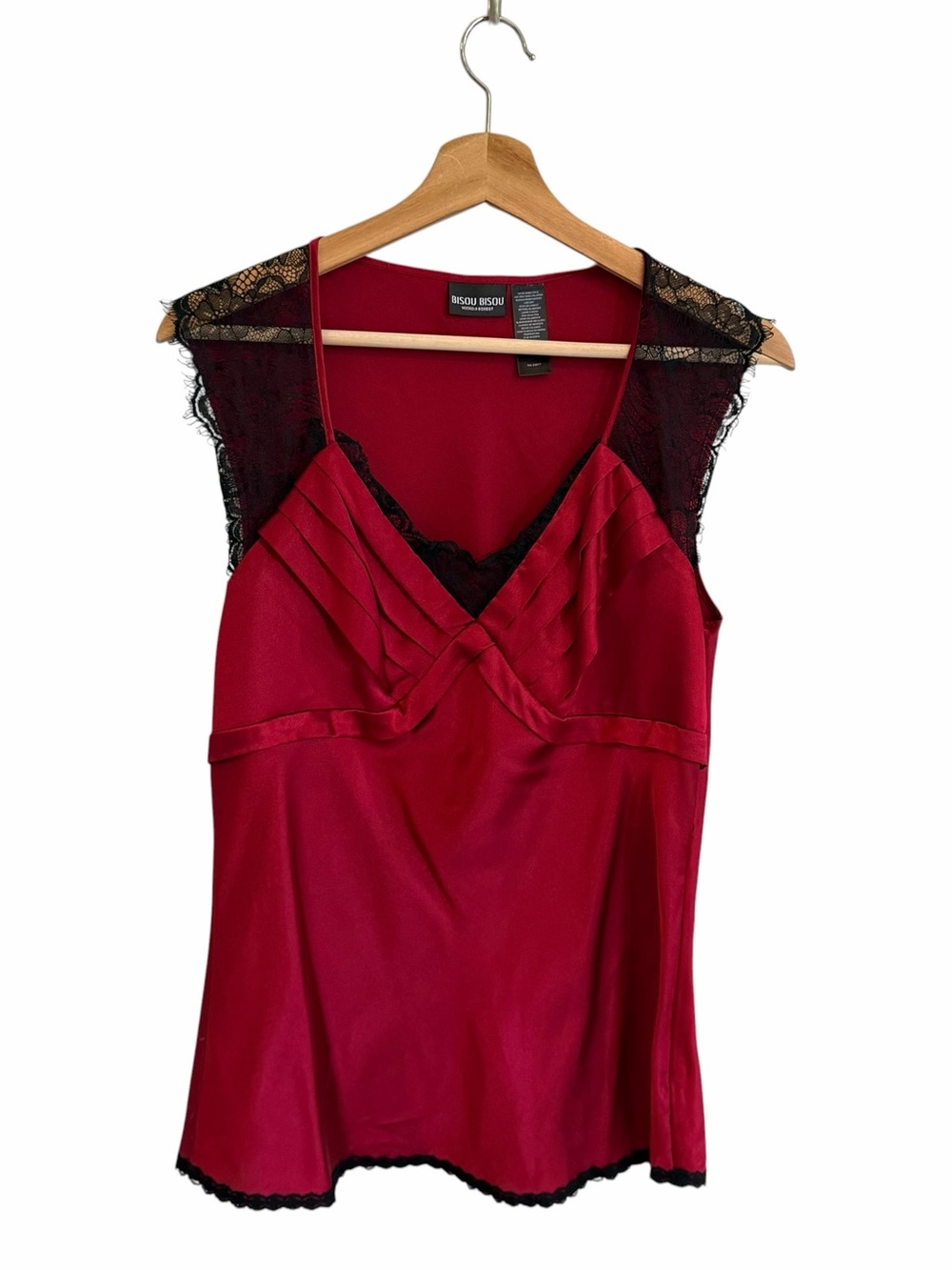 Vintage Y2K Fairy Bisou Bisou Whimsigoth Red Satin Top Size M Vamp Romantic Goth